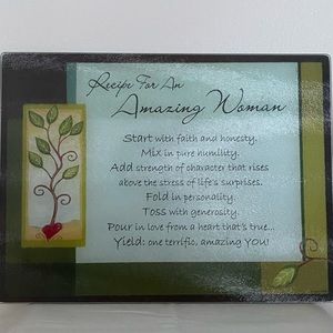 Cutting Board “Recipe for an Amazing Woman” Tempered Glass Rectangular15.5 x 11”